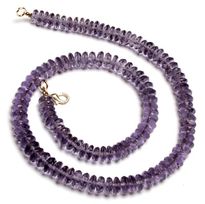 Ожерелье Rondelle ограненные бусины немецкой огранки кварц иолитовый цвет размер 8 мм 17 дюймов - Изображение 1 из 4