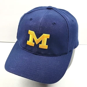 Vintage Michigan Wolverines Hat Adjustable American Needle Plain Logo Blue Cap - Picture 1 of 4
