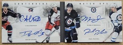 2011-12 Panini Contenders Matchups Atkinson Savard Scheifele Postma Quad Auto - Image 1 of 4