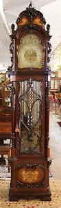 J.W Benson 19th Century 9 Tube Mahogany Inlaid Tall Case Grandfather Clock  - Picture 1 of 12