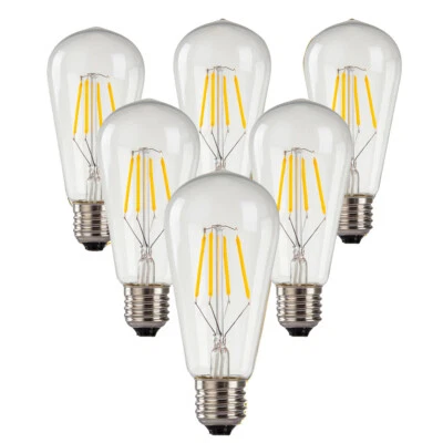 6X 4W LED Bulb E27 ST64 220~250V Warm White Lights Globe Home Lighting Fixture - Image 1 of 4