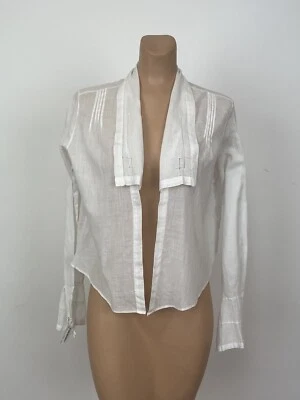 Antigua blusa eduardiana de algodón blanco con cuello grande y detalles de encaje COMO ESTÁ Foto 1 de 4