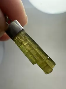 Natural Stone Green Tourmaline Pendant 925 Sterling Silver Gemstone Pendant - Picture 1 of 7