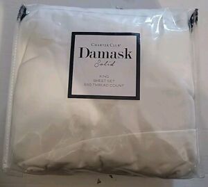 Charter Club Damask Solid 550 Thread Count KING Sheet Set White New