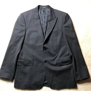 Versace Collection Mens Dinner Jacket 50 Black Stripe Wool Mix Coat - Picture 1 of 10