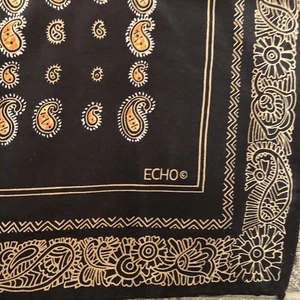 ECHO Black Brown Square Paisley  Square Scarf 24” - Picture 1 of 3