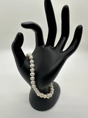 "Brazalete de perlas naturales de agua dulce de 7,5"" broche de plata de ley 925" Foto 1 de 4