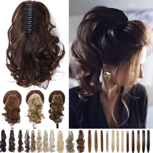 Claw Clip Wavy Ponytail Extensions As Human Pony Tail Long Hair Hairpiece Real - Picture 1 of 116