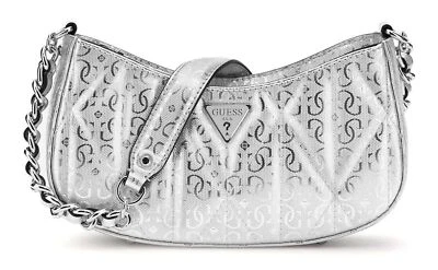 GUESS Aldina Top Zip Shoulder Bag Schultertasche Tasche Silver silberfarben Neu - Bild 1 von 3