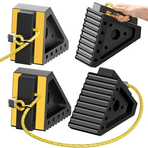 4 Pack Heavy Duty Wheel Chocks with 39" Rope, Rubber Wheel Chocks for Trailer... - Picture 1 of 6