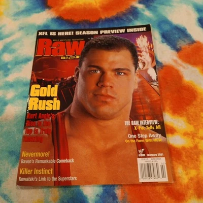 WWF Raw Magazine February 2001 Kurt Angle *Has Poster* XFL Preview Vintage WWE - Image 1 of 4