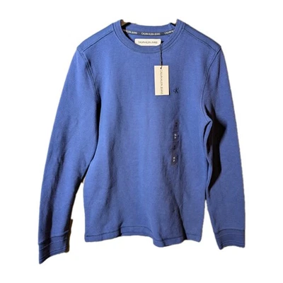 Calvin Klein Jeans Men's Waffle Knit Shirt Blue Size XS New Tags 100% Cotton - Image 1 of 4