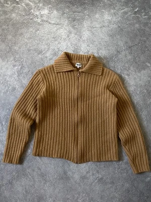 Suéter Dolce & Gabbana D&G Mujer Mediano Marrón Acanalado Tejido Lana Cremallera Completa Talla L Foto 1 de 4