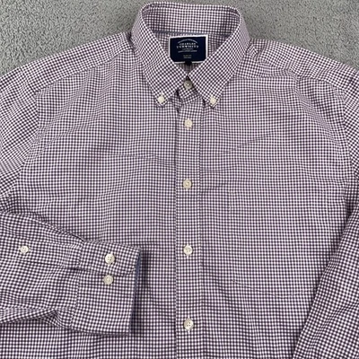 Camisa Charles Tyrwhitt Para Hombres Grande Oxford Cuadros de Guinga Calce Ajustado Sin Hierro Informal Foto 1 de 4