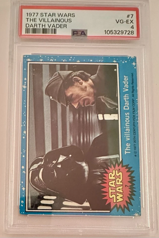 1977 Topps Star Wars Blue Series, The Villainous Darth Vader, #7 - PSA 4 VG-EX - Image 1 of 1
