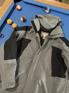Duluth Trading Rain Parka Jacket Size XL Gray / Black Hooded Fish Hike - Picture 1 of 18