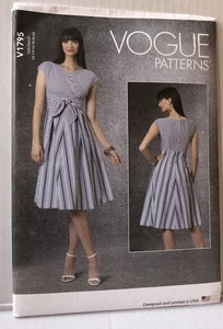 Vogue V1795 Fitted Dress w Waist Ties V-Neck Straight or Pleated Skirt Sz 14-22 - Picture 1 of 3