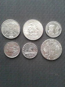 Münzen Silber 6 Stck. Konvolut Lire, Pesetas, Ley, Dollar, M. Theresia Posten 22 - Bild 1 von 12