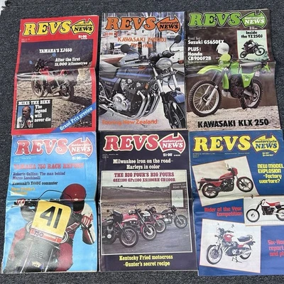Lot of 6 REVS Motorcycle News Magazines Vintage 1980s Motorbike Racing Issues - Image 1 of 4