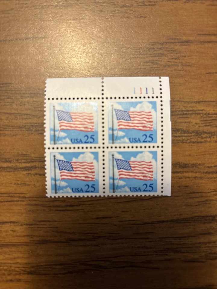 1988 25c Flags with Clouds Mint Stamp Plate Block #2278 - Image 1 of 1