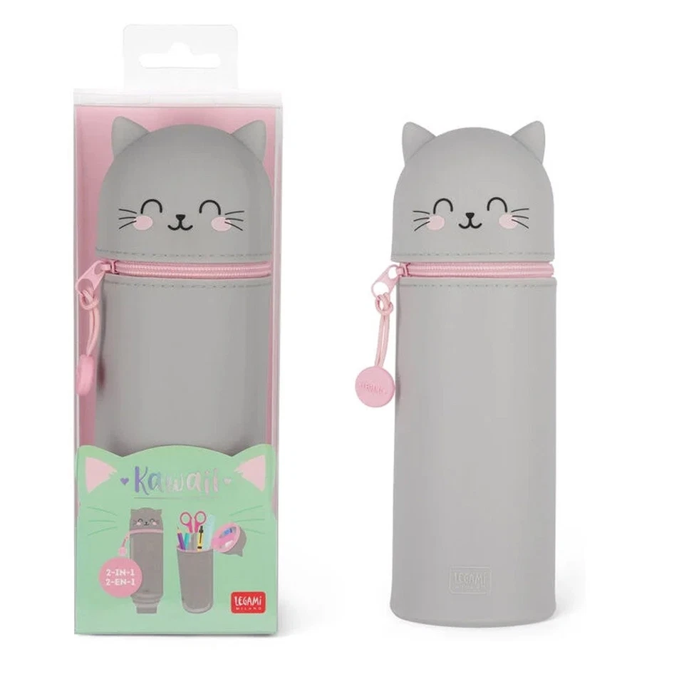LEGAMI 2-IN-1 KAWAII FEDERMÄPPCHEN SCHLAMPER STIFTEHALTER KATZE KITTY NEU OVP