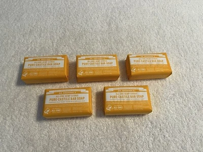 New 5 Pack Dr Bronner's All-One Hemp Citrus Pure-Castile Bar Soap Organic Orange - Image 1 of 4
