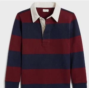 NWT J. Crew Crewcuts Boys Rugby Stripe Long Sleeve Shirt Navy Red Stripe XS - Picture 1 of 2