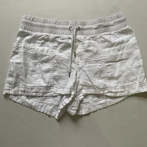 Athleta Shorts Womens 14 Cabo 100% Linen 4" White Drawstring Beach Travel Casual - Bild 1 von 7