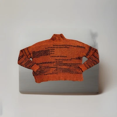 Knox Rose Women Sweater Mock Neck Drop Shoulder Side Split Brown Cotton Blend - Image 1 of 4