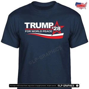 TRUMP 2028 - For World Peace T-Shirt patriotic maga usa flag men tee S-2XL - Picture 1 of 6