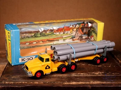 Matchbox Lesney King Size K-10 Scammell Pipe Truck Box IMBALLO ORIGINALE vintage pressofuso raro - Immagine 1 di 4