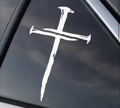 Nail Cross Car Sticker - Christian Vinyl Decal for car truck laptop bumper  - Image 1 of 2