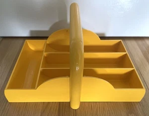 Vintage GUZZINI-  Lucite Utensil Caddy- Made in Italy - MCM - Orange/ Gold - Picture 1 of 10