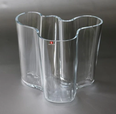 littala Glaswerke Vase Savoy, Design. Alvar AAlto, H. ~ 16cm, ~ 1,3kg, ~ Vintage - Bild 1 von 4