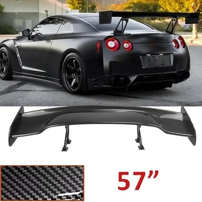 For 09-21 Nissan GT-R GTR R35 57" GT Rear Trunk Spoiler Wing Carbon Fiber Look Foto 1 de 4