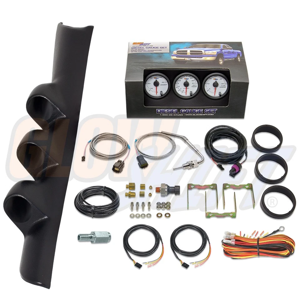GlowShift W7 Boost EGT Fuel PSI Gauges + Pod for 94-97 Dodge Ram 12v Cummins — 第 1/4 张图片