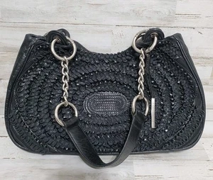 Elliott Lucca gewebte schwarze Echtleder Handtasche Satteltasche Medium-schön - Bild 1 von 14