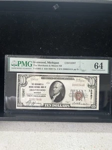 SASA 1929 Ironwood Merchants And Miners National Bank $10 Michigan Pmg 64 - Picture 1 of 2