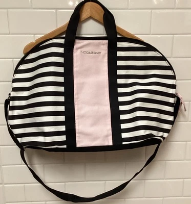 Bolso de Lona Victorias Secret Overnight Bolso de Fin de Semana VS Rosa Negro Rayas Foto 1 de 4