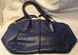 Tod's  Black Pebble Leather Shoulder Handbag Tote Mini Hobo Contrast Stitching - Picture 1 of 4