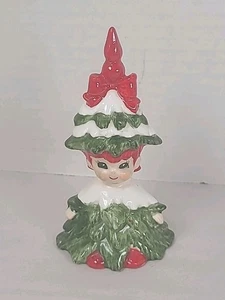 Vintage 50er Japan Weihnachtsbaum Mädchen Glocke Figur Keramik Weihnachtsdeko - Bild 1 von 5