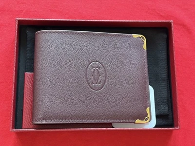 Must De Cartier 6 Credit Card Compact Wallet Burgundy Calfskin Leather - Image 1 of 4