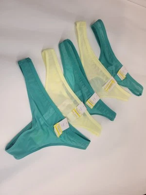 Conjunto de 5 tanga Auden malla amarillo verde para mujer talla XS nuevo con etiquetas Foto 1 de 4