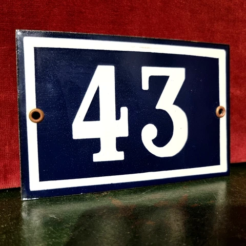 French vintage enamel house sign number 43 for door gate wall street portal Cover