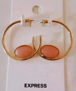 Express Hoop Earrings Gold Tone NWT Holiday - Picture 1 of 4