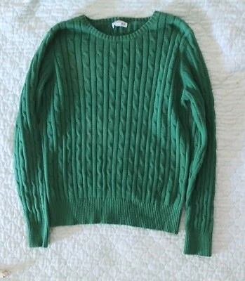 St John's Bay Sweater Women's L Green Long Sleeve Pullover Cable Knit Round Neck - Imagem 1 de 4