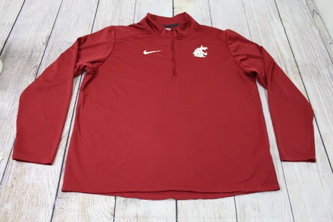 TEAM ISSUED WSU Cougars Baseball Nike Dri-Fit 1/4 Zip Red Pullover Men's XL Cover
