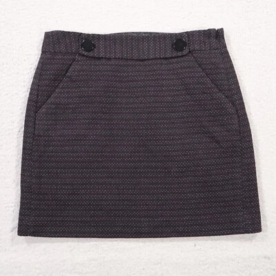 Falda Ann Taylor Loft Mujer 4 Gris Algodón Sarga Línea A Cremallera Foto 1 de 4