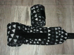 NEW set of 2 black/white/grey triangle horse polo wraps (horse/pony leg wraps) - Picture 1 of 1