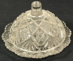 THUMBELINA FLATTENED DIAMOND CHILD'S TOY COVERED BUTTER DISH GLASS - Picture 1 of 3